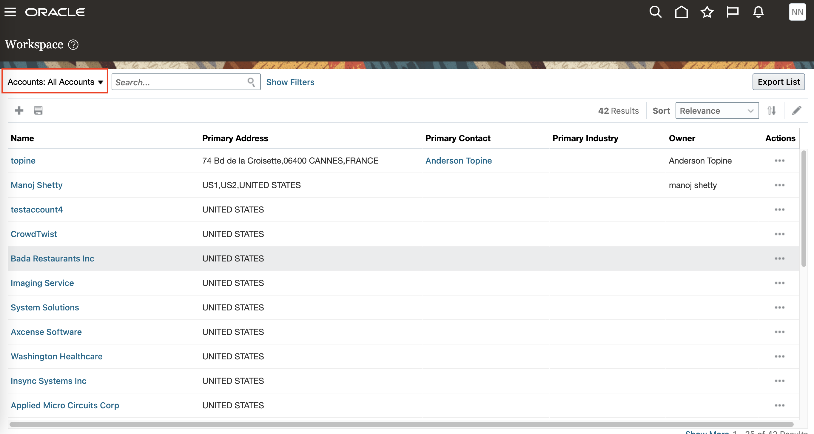 Workspace Landing Page