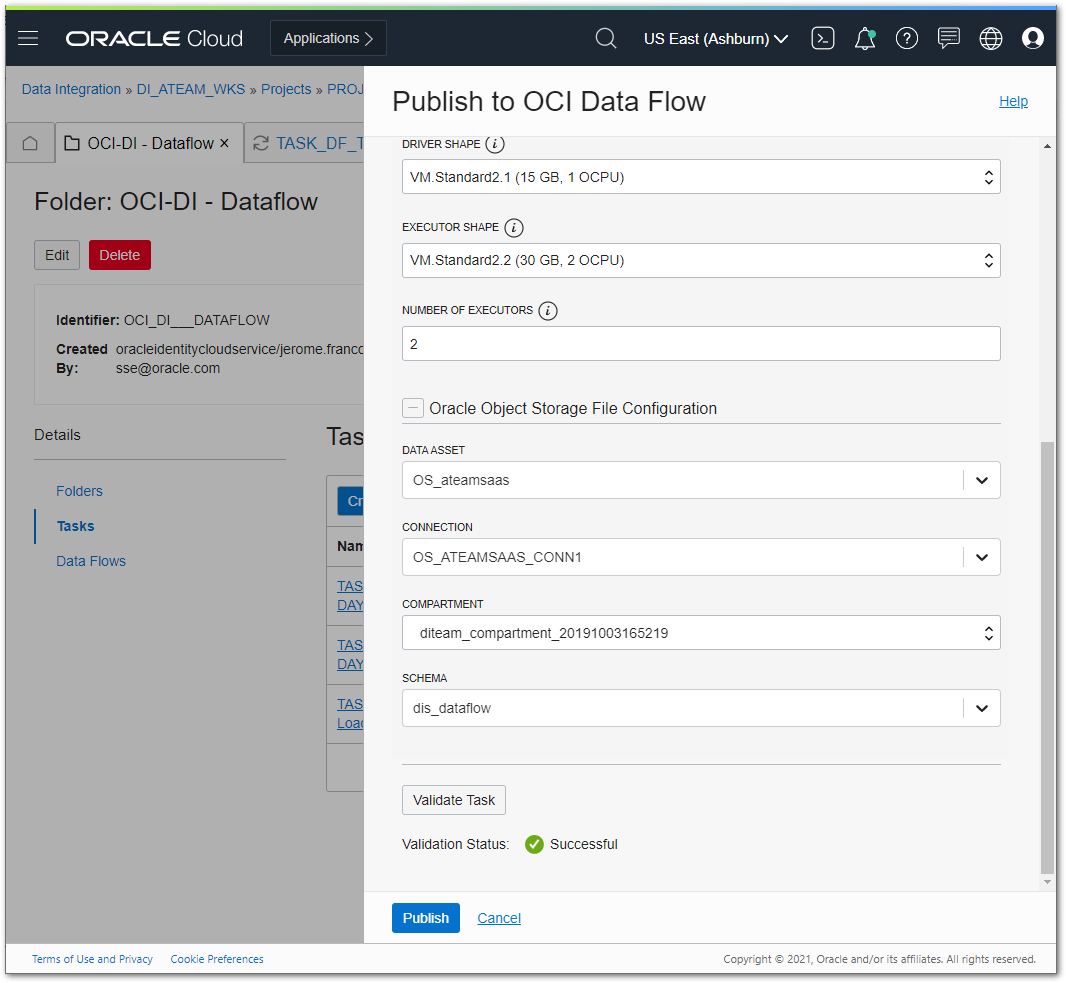 Figure 5: Configuring the OCI Data Flow application: jar file storage