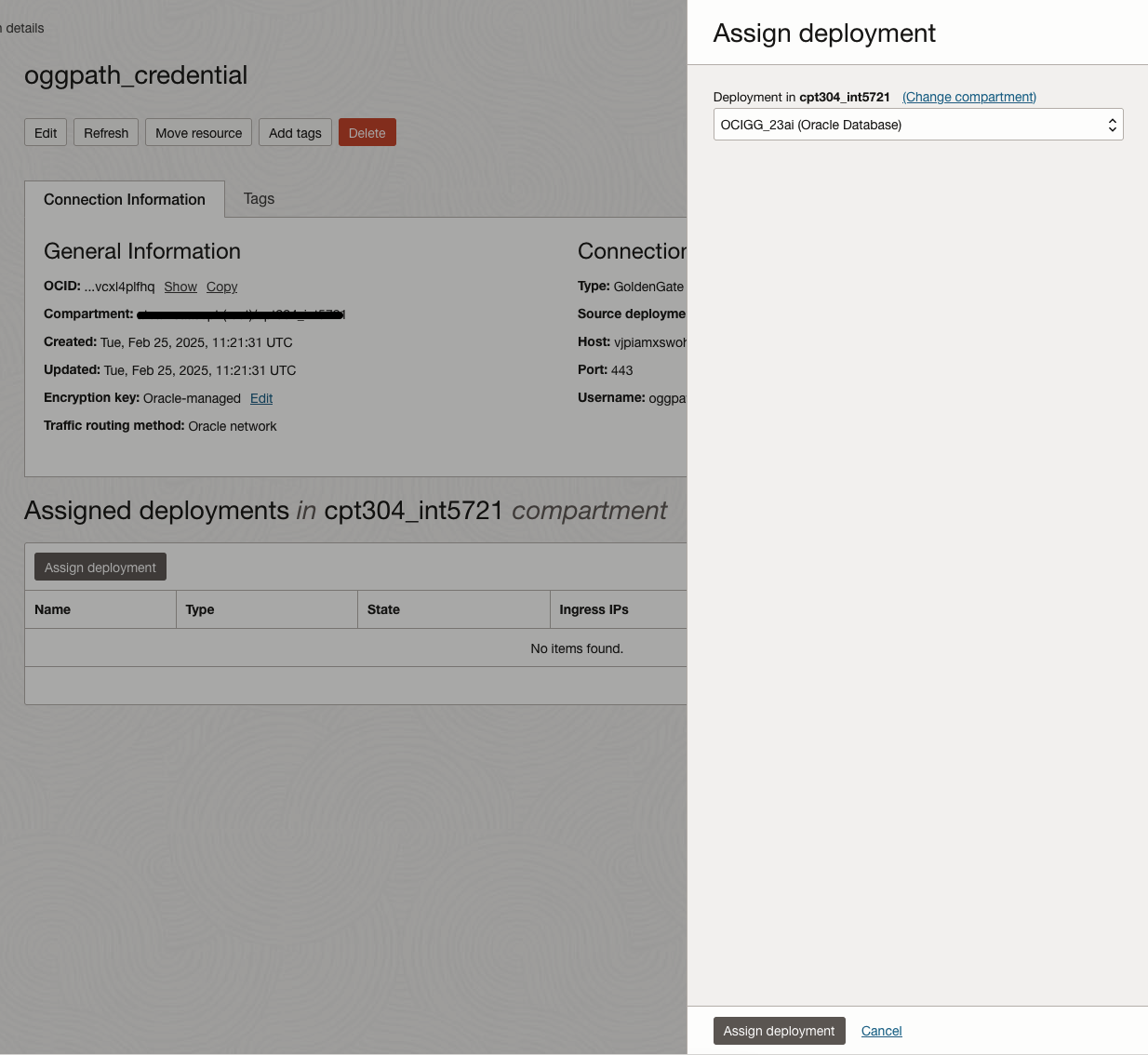 Assign connection to source deployment