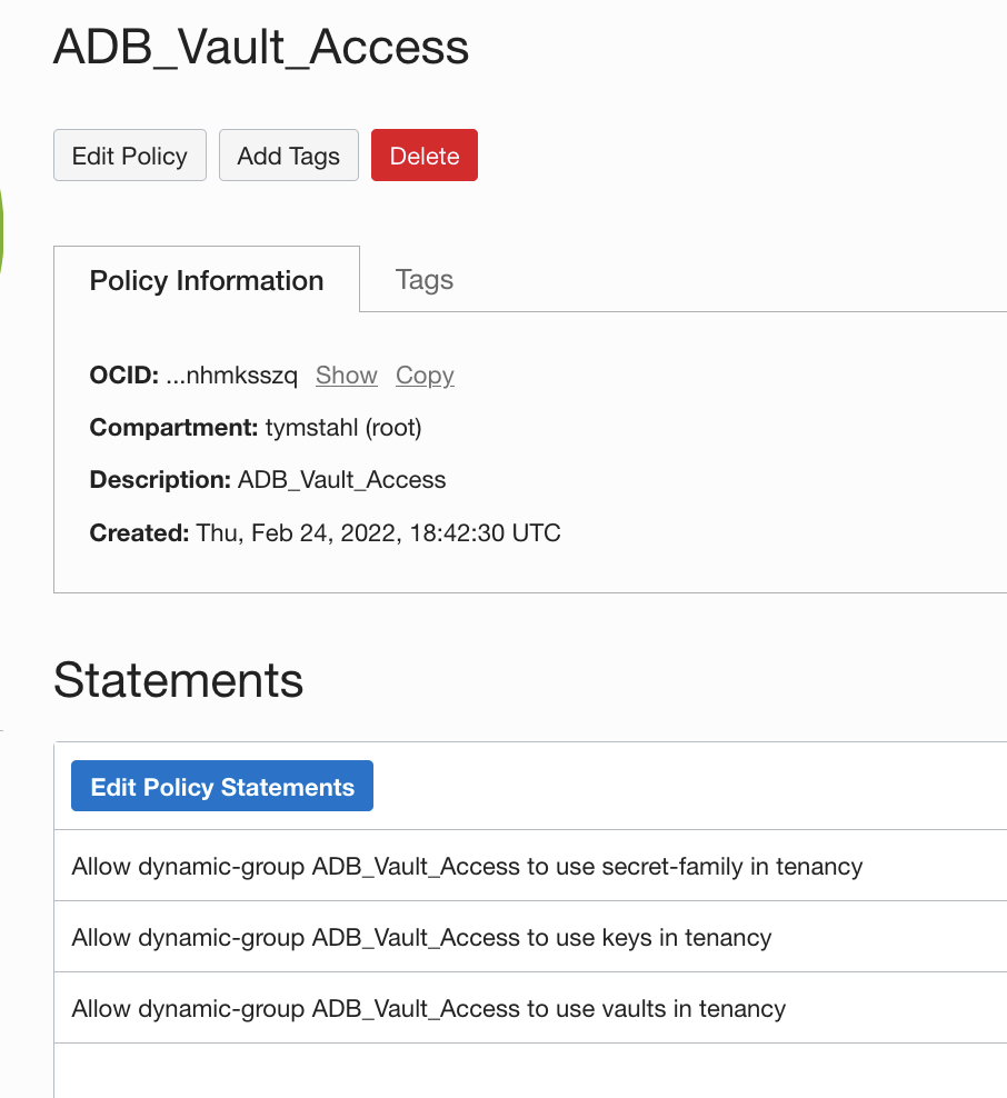 ADB Vault Policy