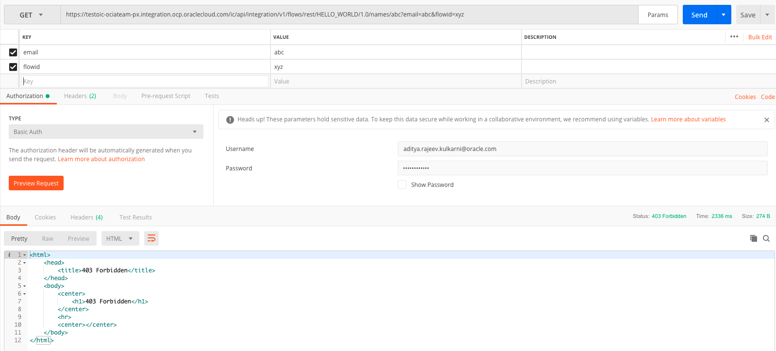 API call from local machine
