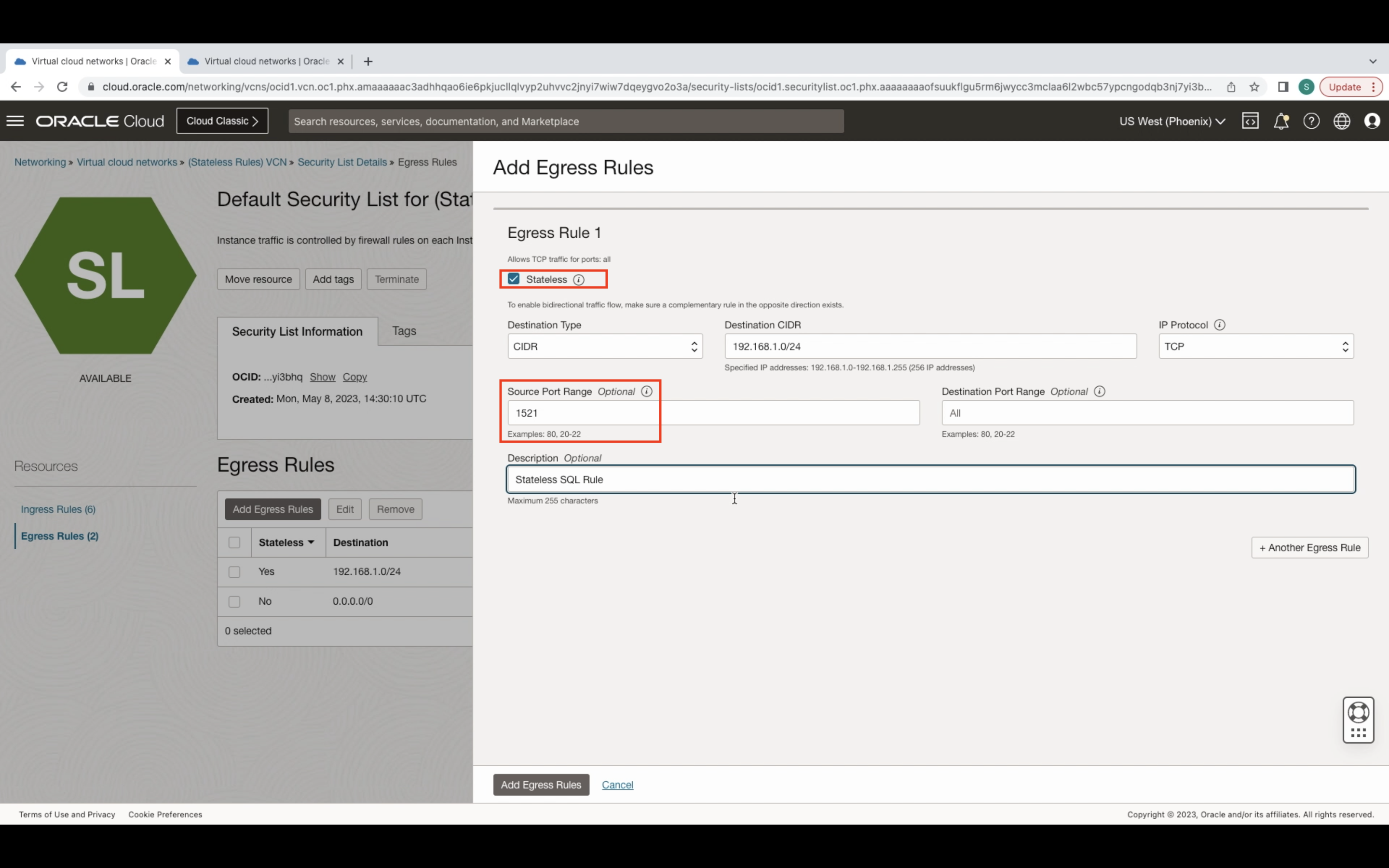 CREATE STATELESS EGRESS RULE