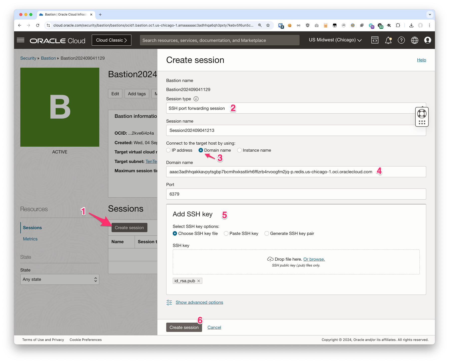 Create Bastion Session