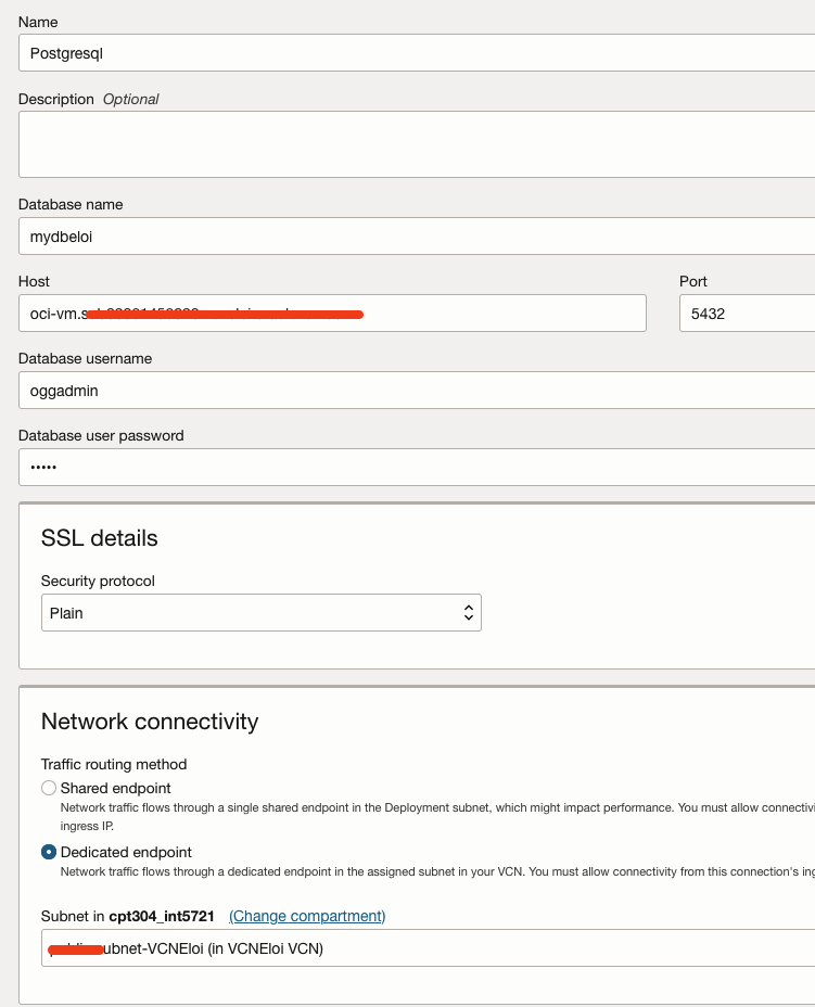 GoldenGate postgresql connection 2