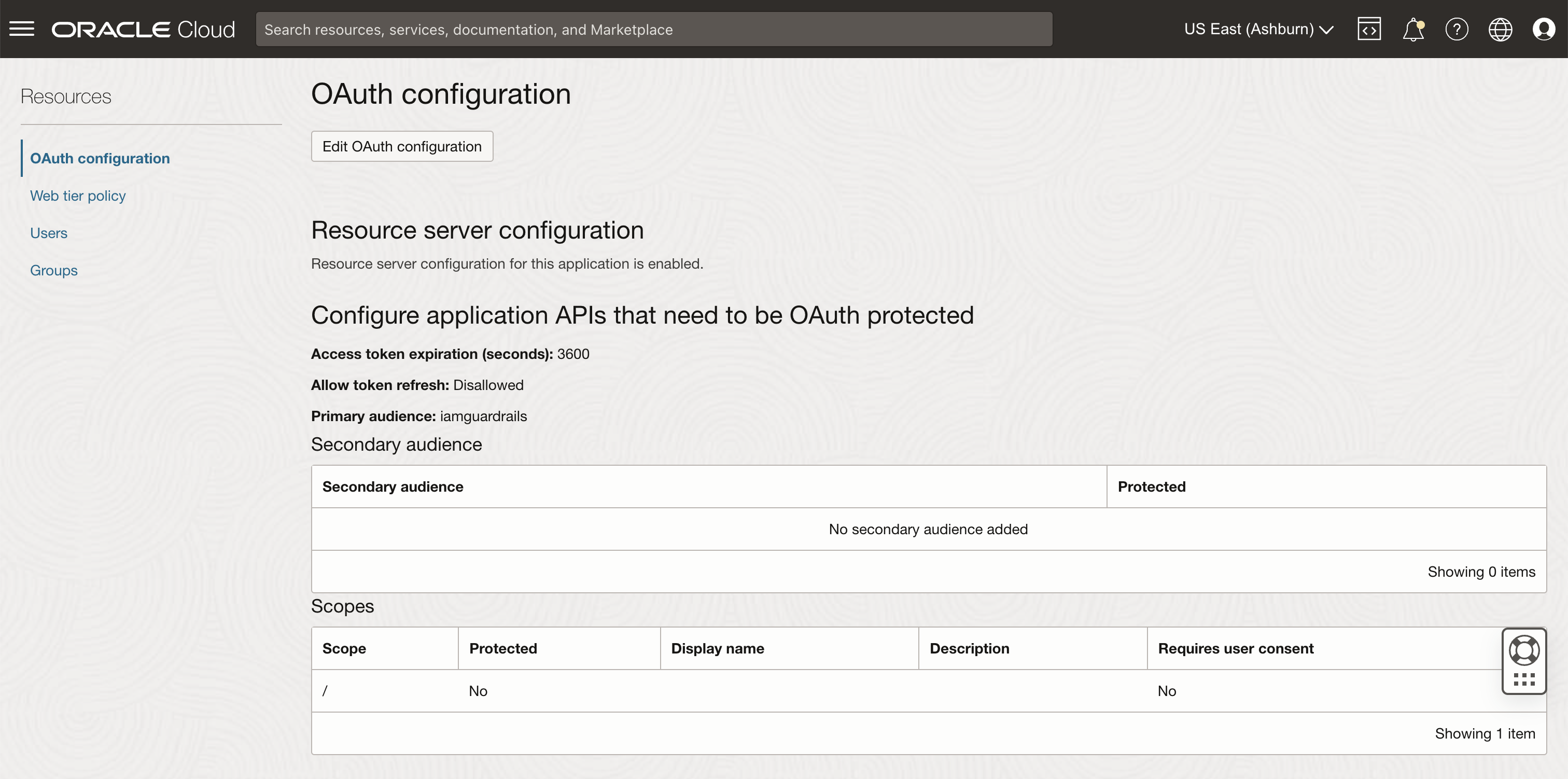 IAM OAuth Resource Application