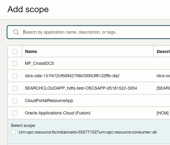 Add Fusion Application Resource