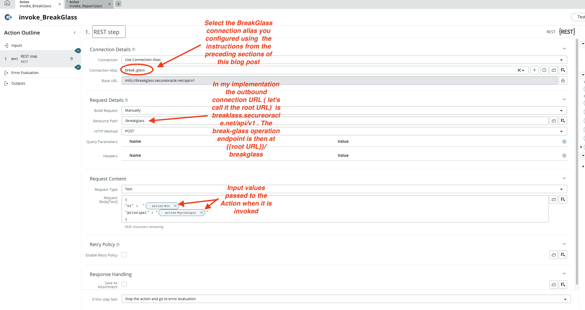 Config BreakGlass Action REST step
