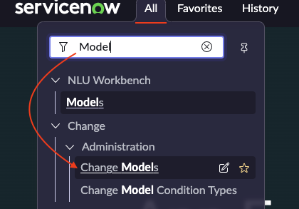 Navigate to the Change Models view