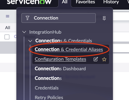 Connection and Credential Alias