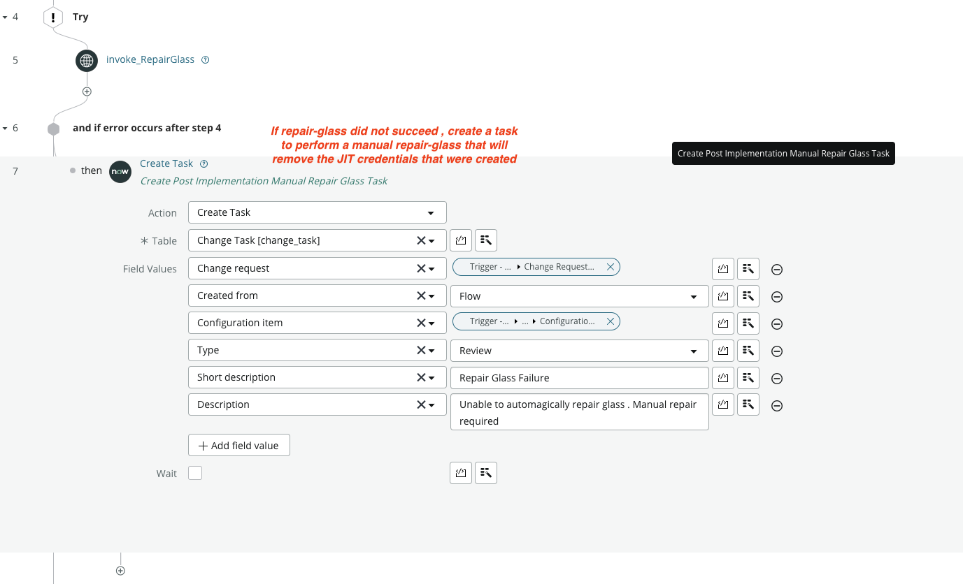 Handle repair glass error