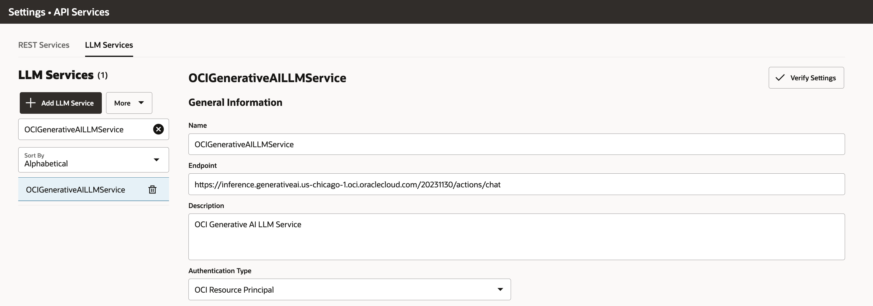 ODA OCI Generative AI LLM Service