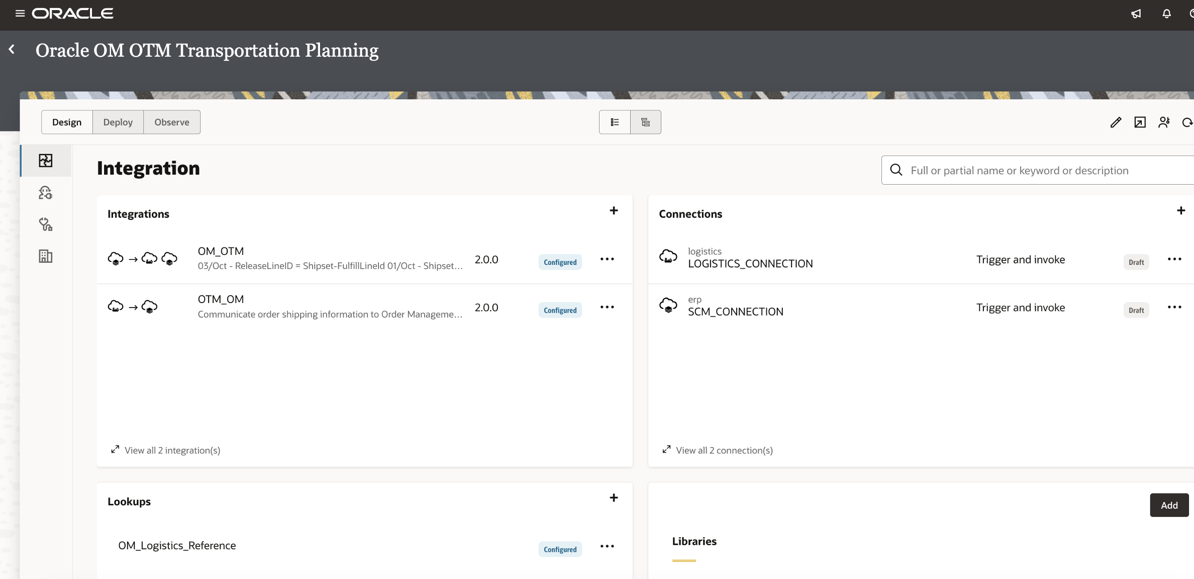 connections and Integrations in recipe