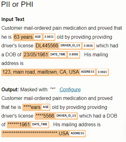 PII and PHI detection using OCI Language service