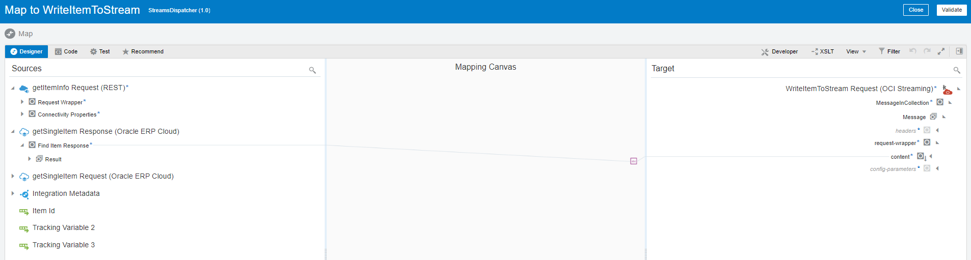 item infor payload to stream mapping