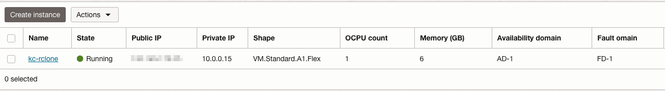 ARM compute instance in OCI console