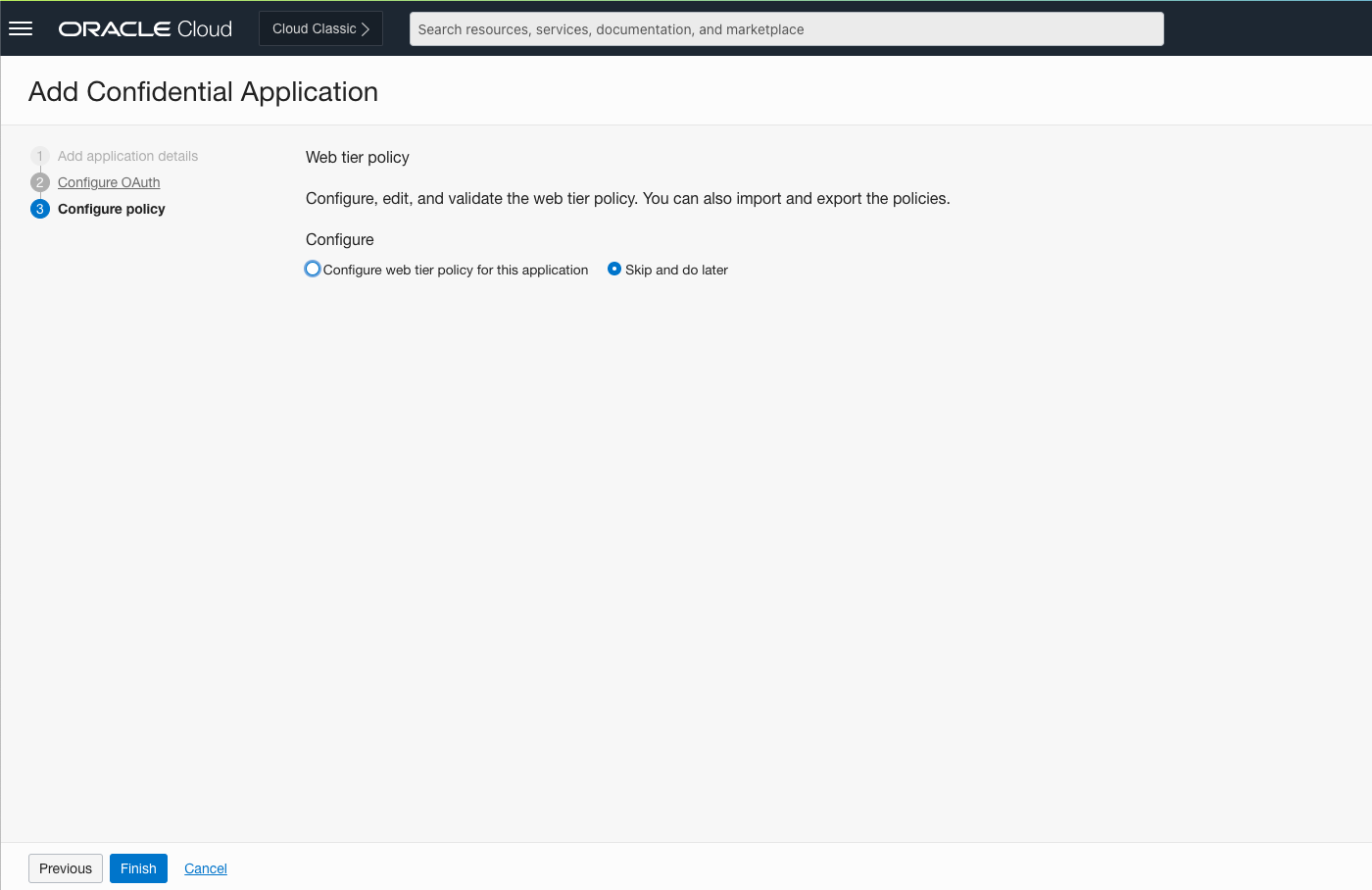Web Tier Policy Config