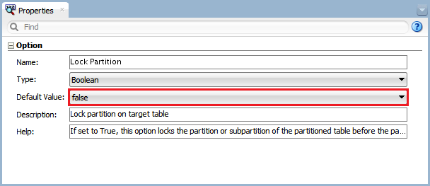 Figure 10 - Knowledge Module Option – Lock Partition