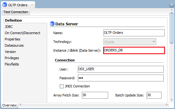 ODI Topology Manager- Database Link Configuration Figure 14: ODI Topology Manager- Database Link Configuration
