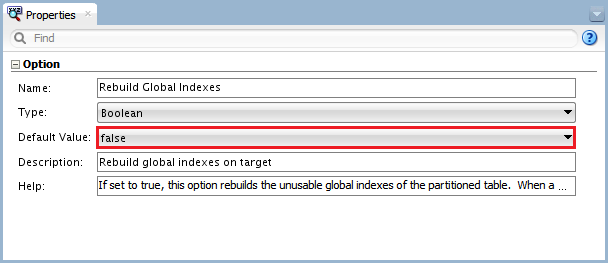 Figure 17 - Knowledge Module Option – Rebuild Global Indexes