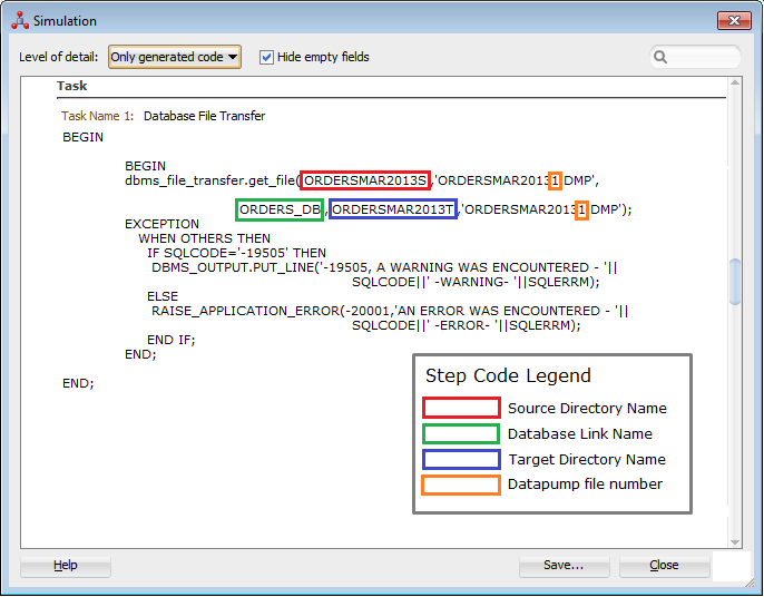 LKM Oracle to Oracle Datapump Plus – Code Sample for File Transfer Figure 18: LKM Oracle to Oracle Datapump Plus – Code Sample for File Transfer