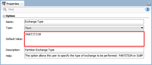 Figure 5 - Knowledge Module Option – Exchange Type