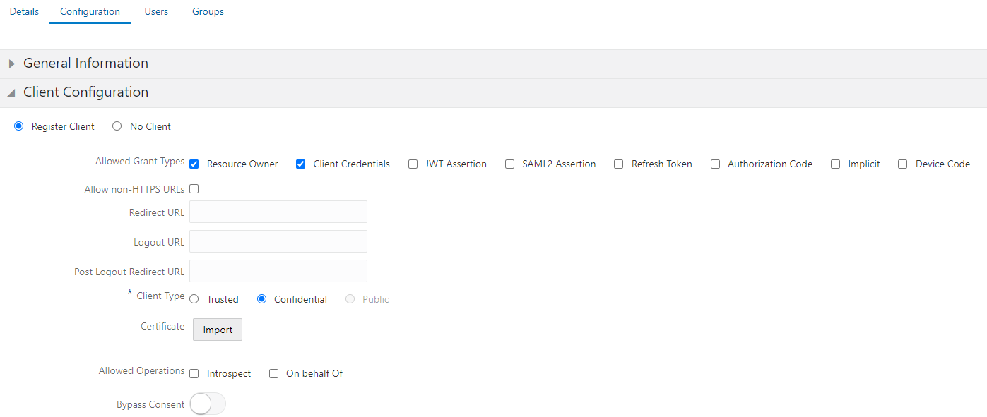 IDCS Client App - Client Configuration