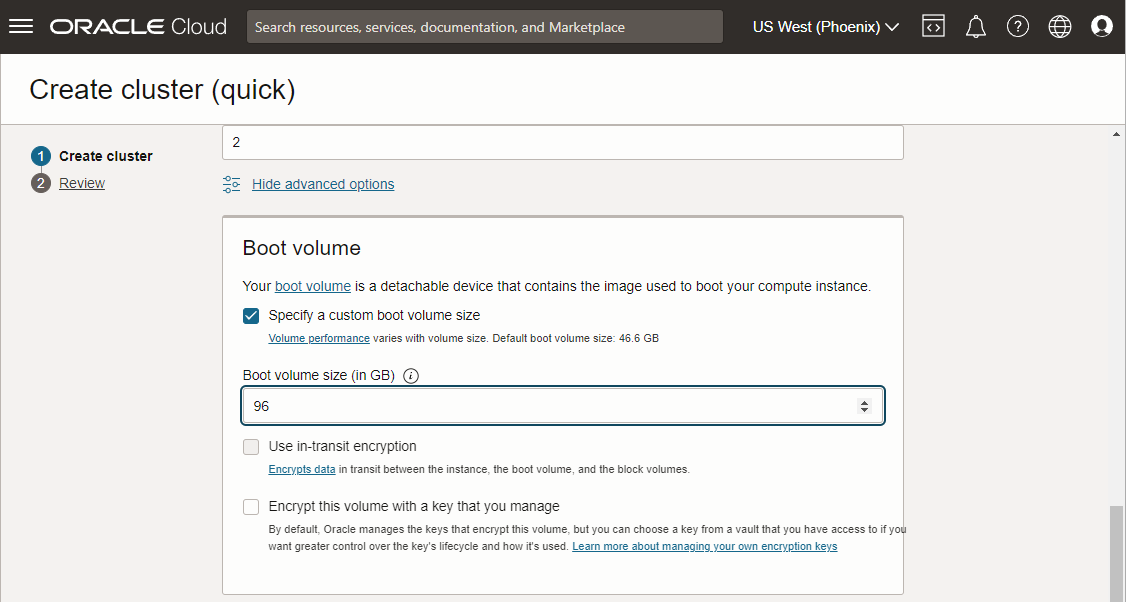 Set Custom Boot Volume Size