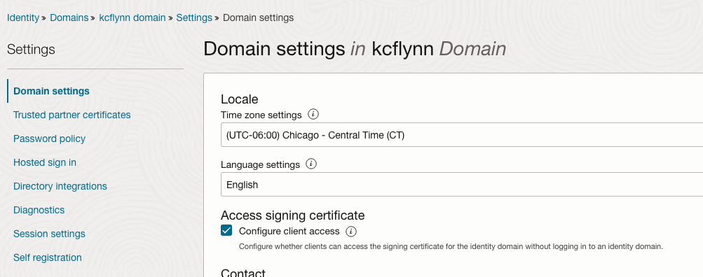 Signing certificate setting